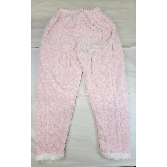 Pajama Lounge Set Soft Pink White Button Top Happy Bear Womens Large New In Bag - Picture 9 of 12
